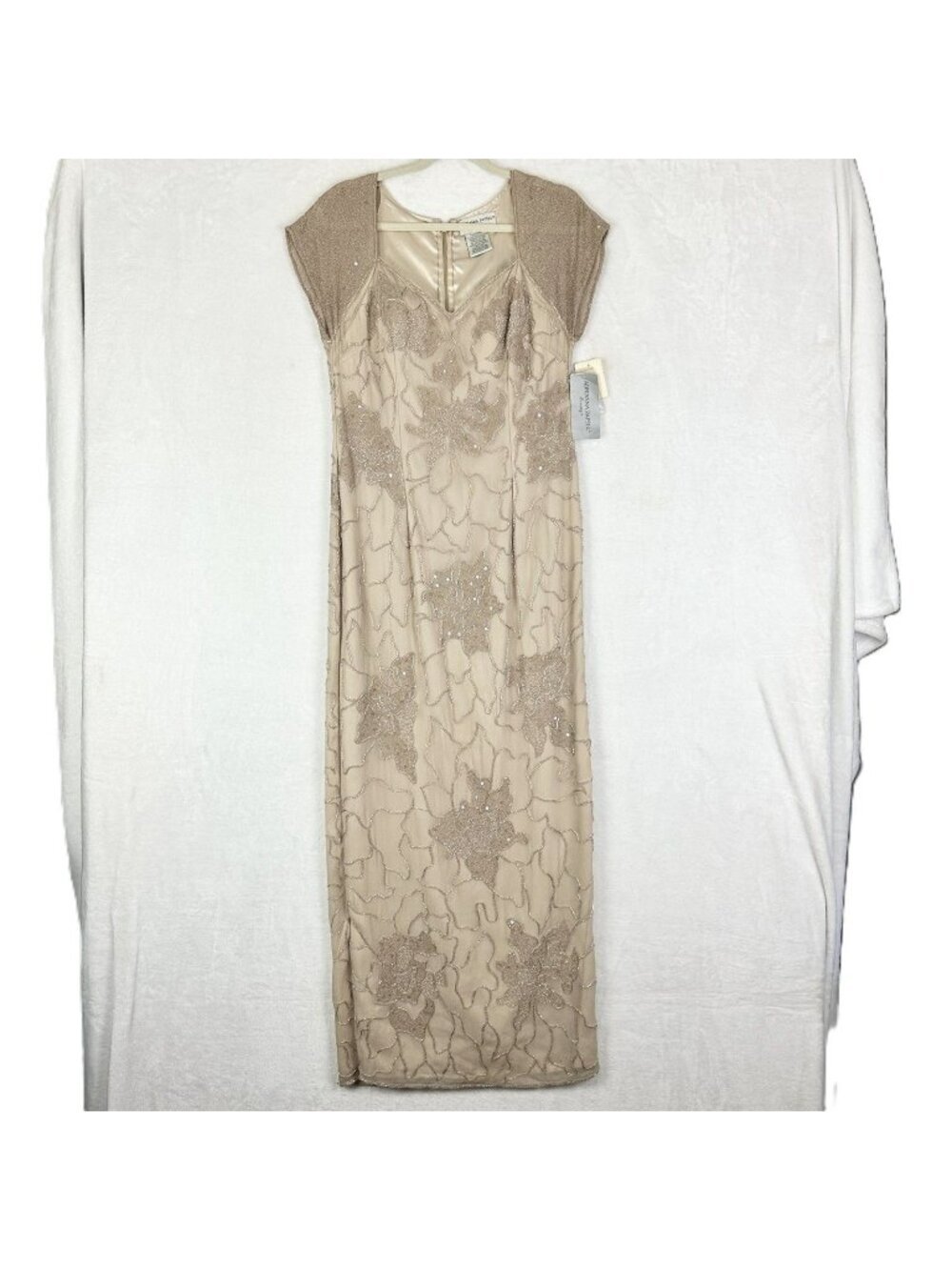 Vintage Adrianna Papell Evening Silk Beaded Formal Gown Size 12 NWT MOTB